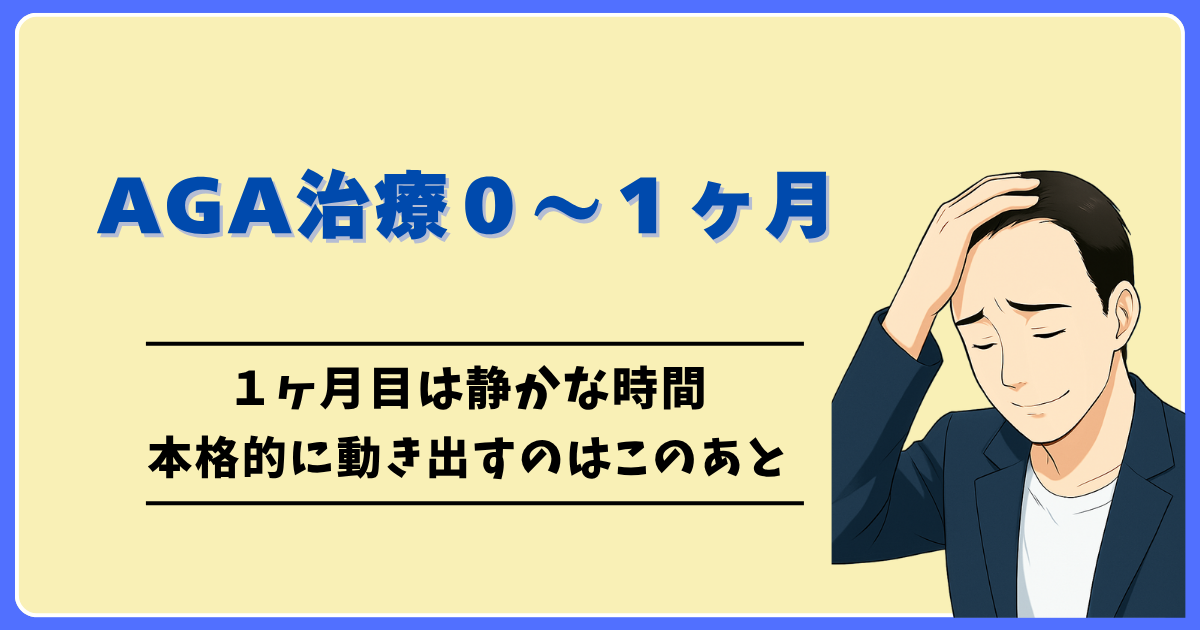 AGA治療１ヶ月目の変化をまとめた記事のアイキャッチ画像
