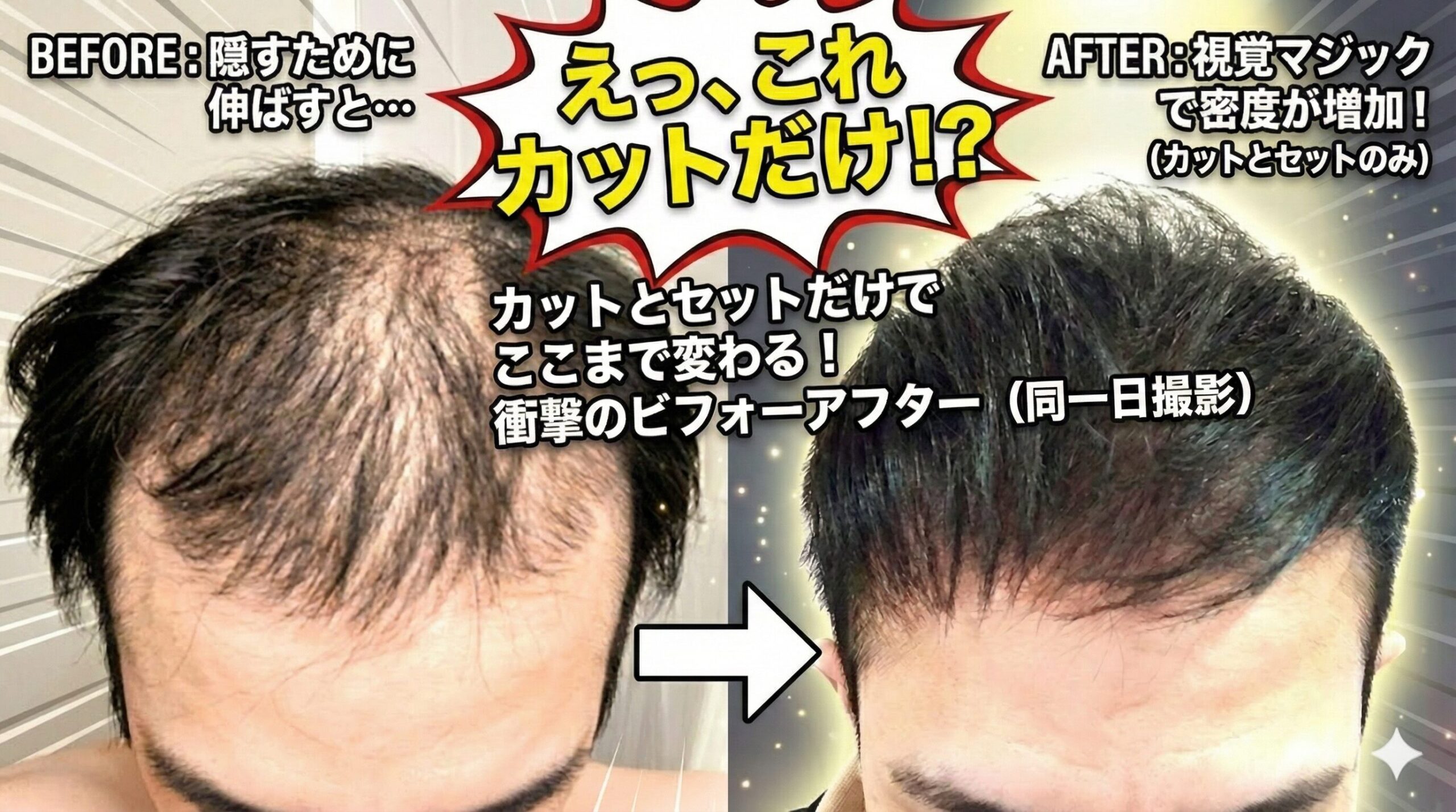 薄毛散髪後の比較アイキャッチ